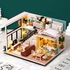 Puppenhaus Bausatz 3D Holz Mini Puppenhaus Montage Gebäude mit Möbelbausatz Spielzeug Kinder Geburtstagsgeschenk 3D Puzzle Handgefertigt