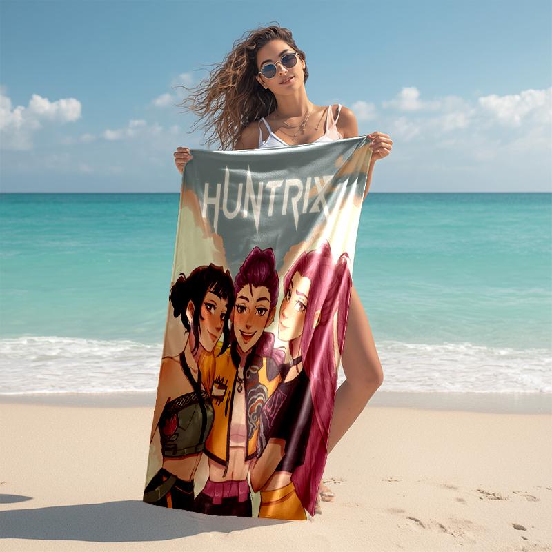 1pc KPop Demon Hunters9 Beach Towel, Comfortable and Thick, and Swimming/Bath/Picnic/Camping Towel, Suitable for Seaside Beaches