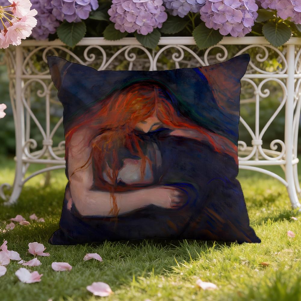 Art E-Edvard M-Munch Anxiety Cushion Cover Home & Car Dual-Scene Pillow Cover: Reversible for Premium Comfort