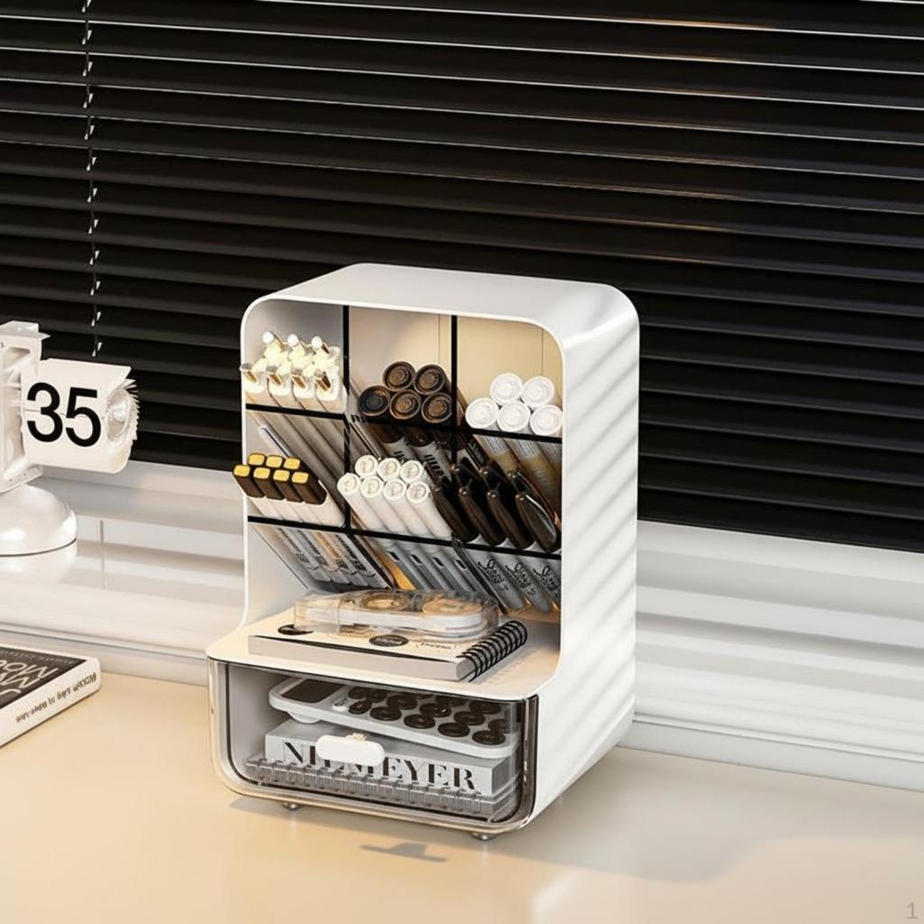 Desktop Drawer Organizer, MultiFunctional Pen Holder, Stackable Storage Box, Office, Home, Student