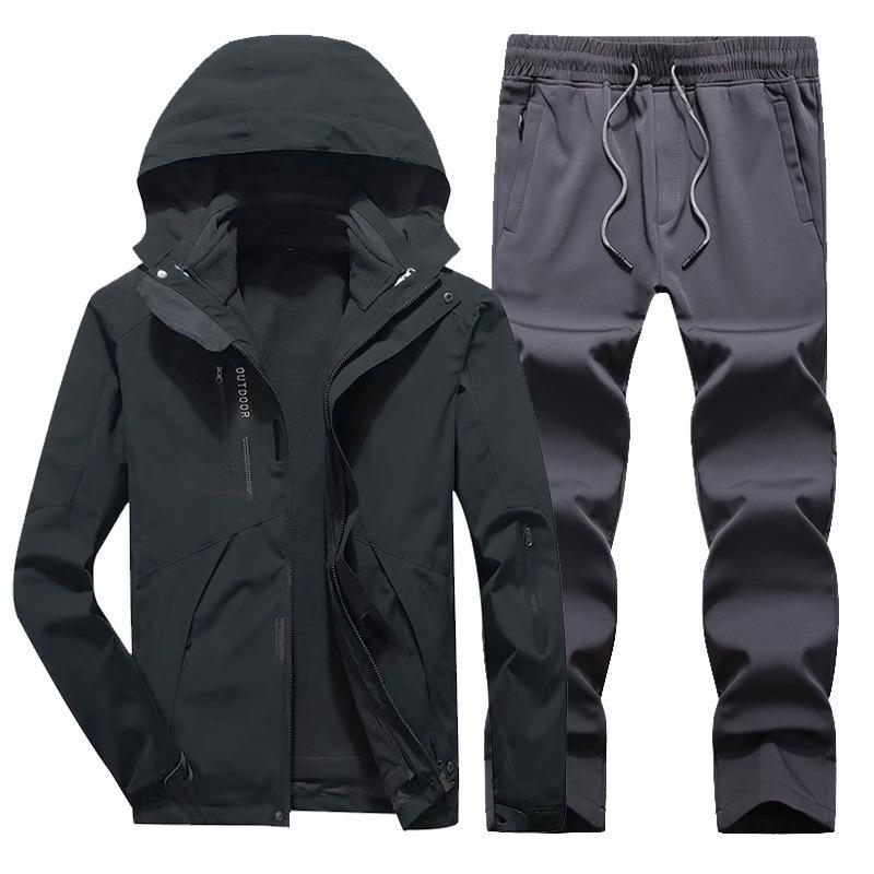 Unisex Cross-Border Hooded Windbreaker Jacket: Three-in-One Velvety Thickening for Autumn/Winter Mountaineering