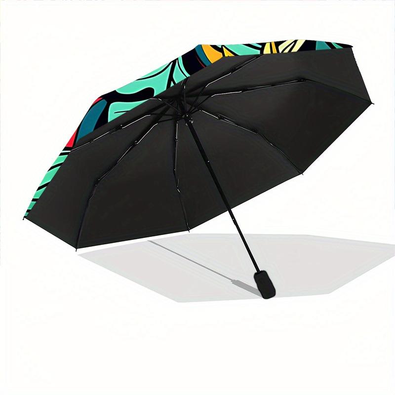 1pc Tropical Leaves Auto Open/Close Umbrella with One Touch Button,, Windproof Design   Lightweight Portable Umbrella for Women & Men6104