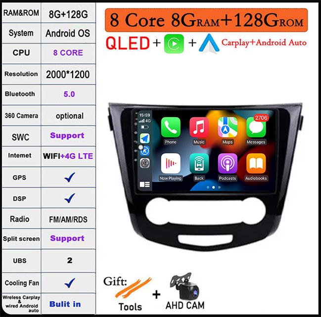 10 Lnch For Nissan Qashqai J11 Nissan X Trail T32 2014 - 2017 Android 14 Car Multimedia Radio Carplay GPS Navigation Auto
