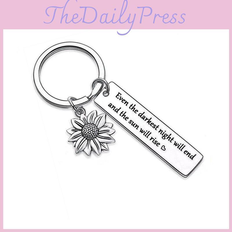 Stylish Stainless Steel Keychain With Sunflower Design Ideal Gift For Friends And Loved Ones