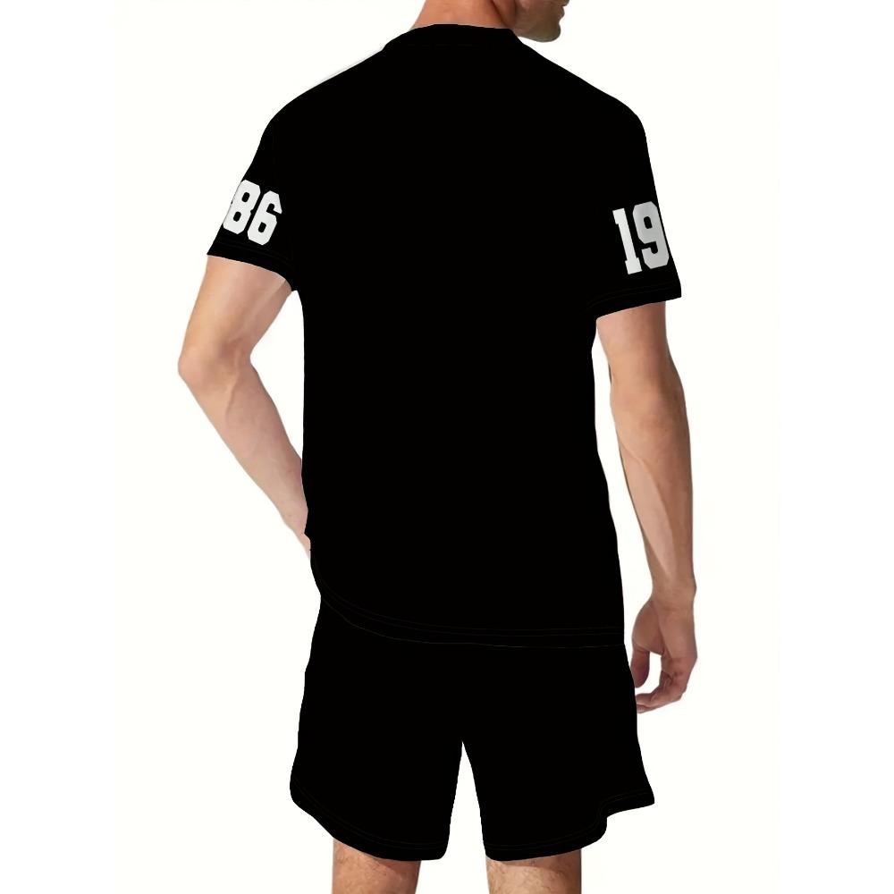 Men's Short-Sleeved Short Pants 3D Printed Trend And Fashion Pattern 2 Pieces Set Vacation And Fitness In The Fourth Quarter