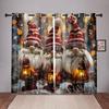 Vánoční gnomské závěsy 2 panely 3D tisk Zatemňovací Zimní dekorace Ložnice Obývací pokoj Severský trpaslík Lucerna Sněhová scéna Svátek