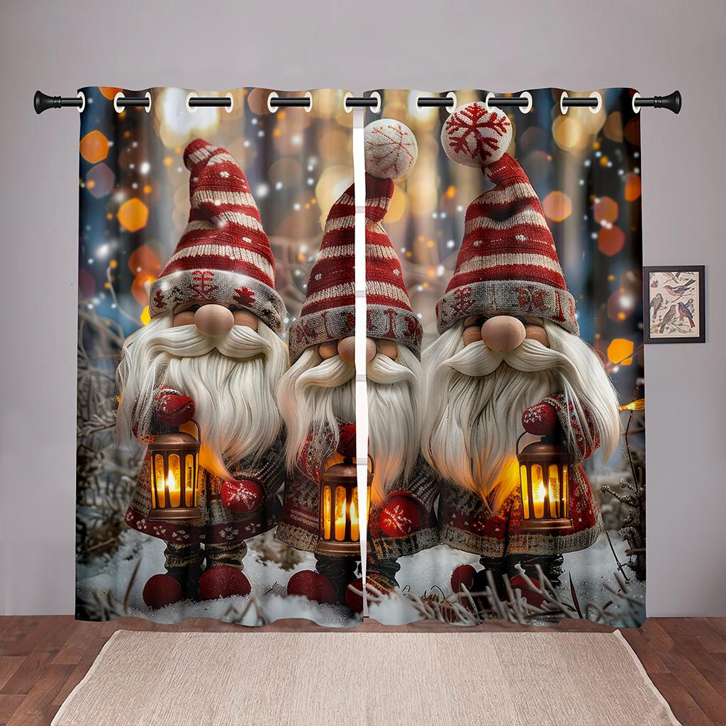 Christmas Snowman Curtains Winter Wonderland 2 Panels 3D Digital Print Holiday Decor Bedroom Living Room Cozy Romantic Snowfall