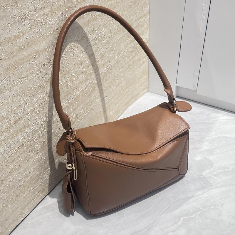 Long Handle Splicing Geometric Bag Fashionable Versatile Hand Carry Shoulder Messenger Bag