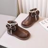 Kids Shoes Boots for Girl Winter Versatile Princess Bowknot Cotton Boots Fashion Causal Sweet Children Ankle Boots Warm Plush