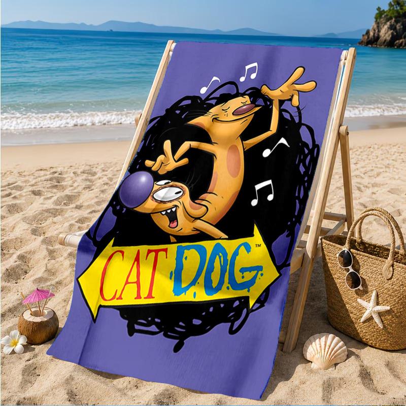 Cat Dog Adventure Beach Towel, Microfiber Beach Towel, Perfect For Pool, Beach, Travel, Home Decor Beach Party Fan Gifts