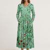 Dress For Women Long Boho Beach Dress Elegant Maxi Dress V-Neck Long Sleeve Dress With Pockets