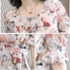 Women's Summer Dress Large Size Chiffon Print Round Neck Short Sleeve Skirt Length To Calf