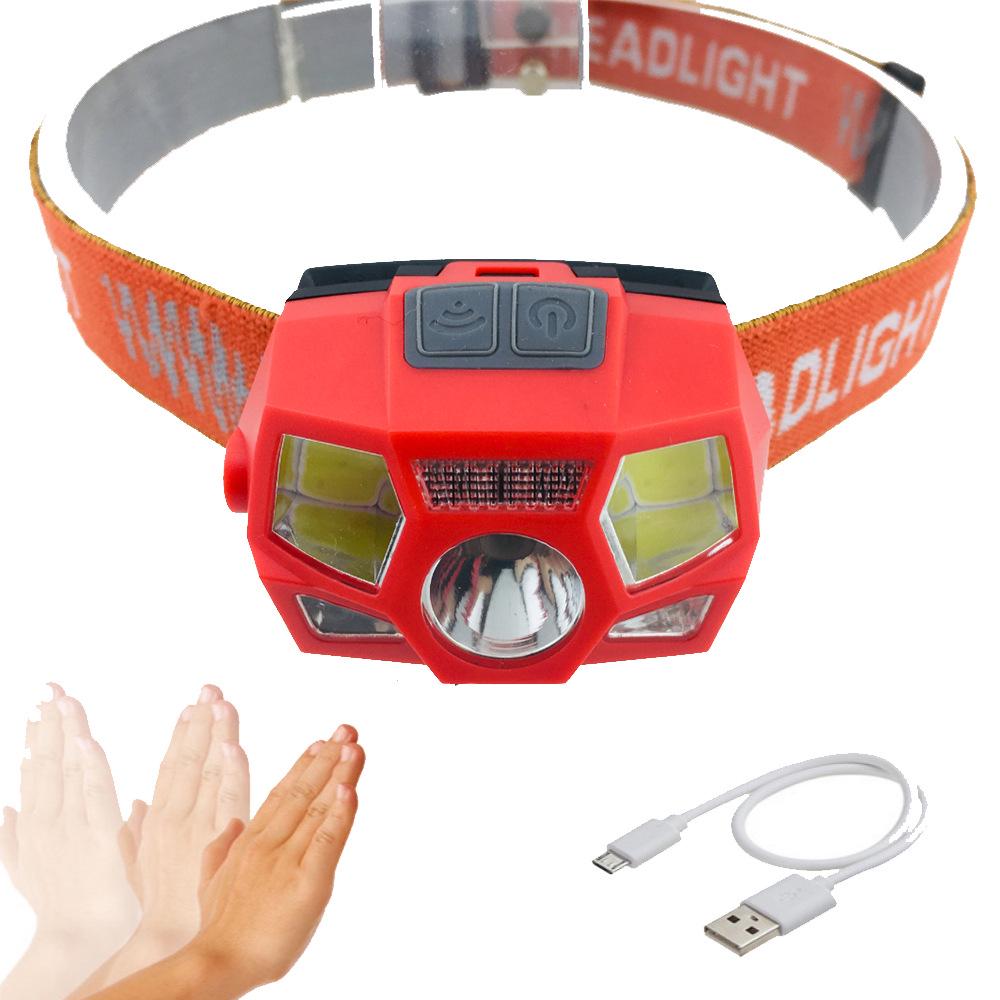 Inductive Headlight 4LED USB Charging Strong Light Led Waterproof Infrared Headlight Fishing Lamp