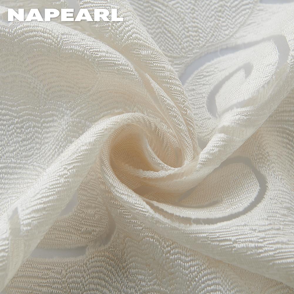 1 PC NAPEARL Blumen-Klassiker-Jacquard-Haken-Fenstervorhang, kurzer Tüll-Schlafzimmervorhang