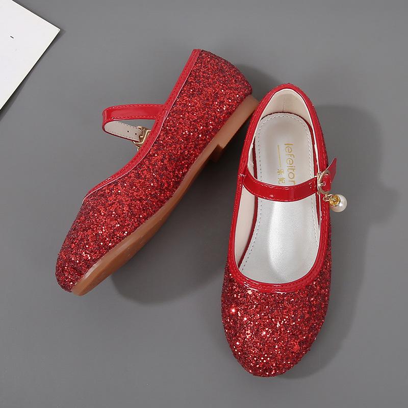 Girls' Sequined Princess Shoes - Spring/Autumn, Ballet Flat for Dance, Catwalk, or Evening Dress.
