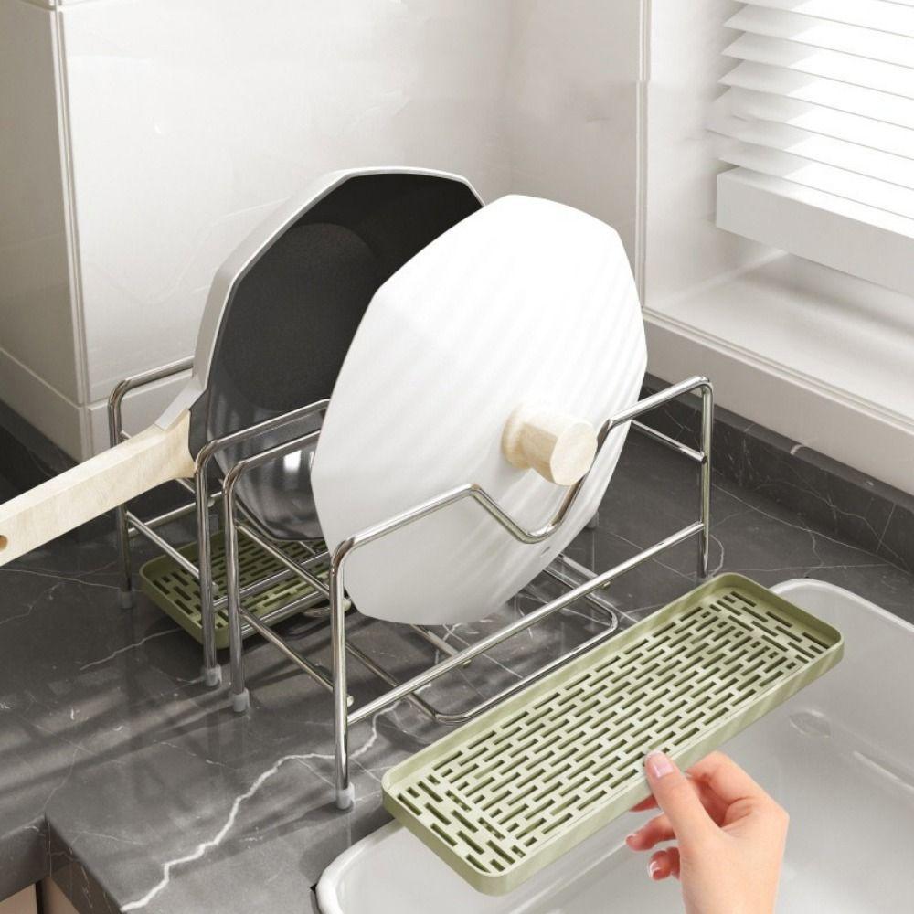 Space Saving Pot Pan Lid Holder Rustproof Pot Lid Rack Stable Cookware Storage Rack  Cabinet