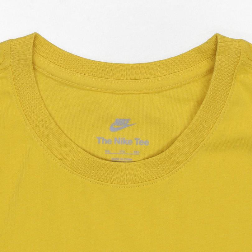 Nike Embroidered Logo Crew Neck T-Shirt Men Tops Yellow AR4999-709