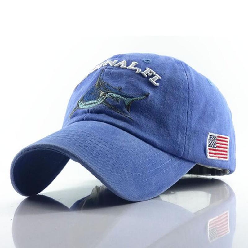 Unisex baseball Cap Painted Letters Embroidered Shark Hat Washed Old Retro Design Cotton Casual