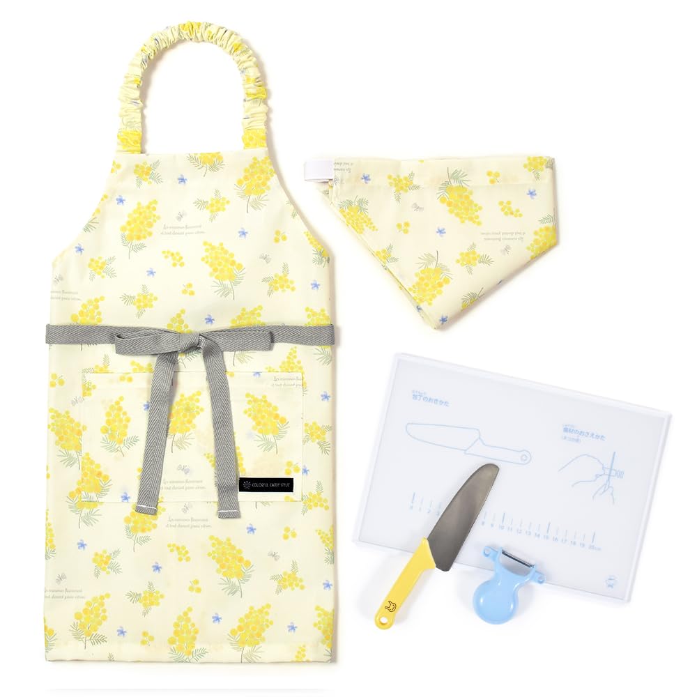 

Конфетный фартук Набор кухонных предметов Фартук Нож Овощечистка Разделочная доска Треугольный платок Милая девушка Мимоза Флер Кролик Желтый NT665150 [Красочный стиль] &