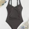 2025 Chic European & American One-Piece Black Swimsuit with Chest Pads - Sexy Women's Beachwear