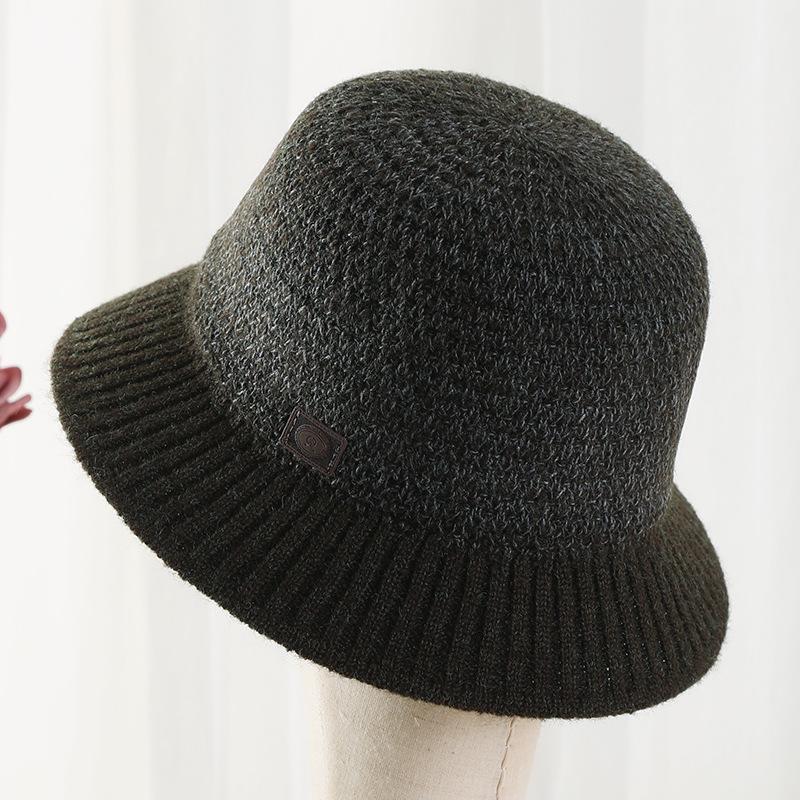 Hat Women's Autumn and Winter New Trendy Casual Versatile Knitted Wool Bucket Hat Medium and Old Small Edge Basin Hat Mother Hat