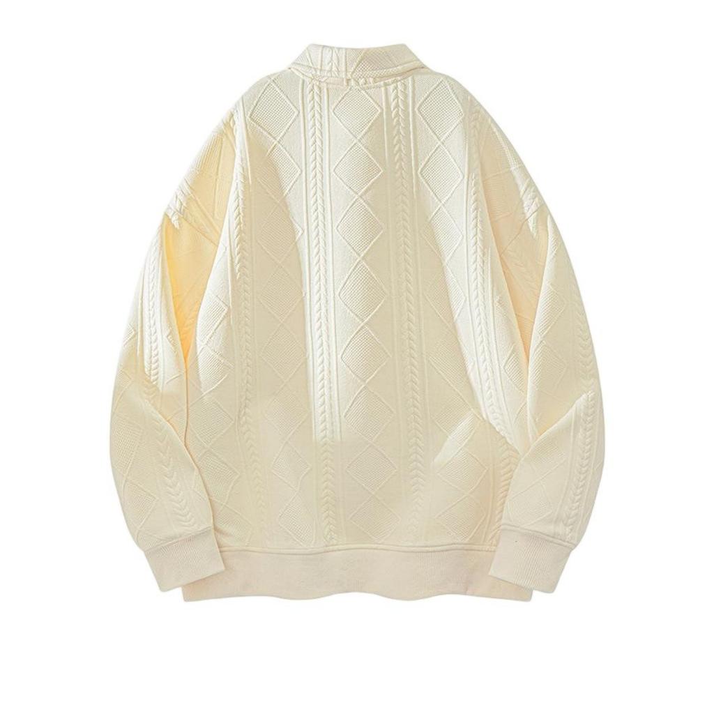 Casual Lapel Muscle Sense Hoodies Retro Sense All-match Long-sleeved  Shirt Loose Fashion Handsome Lapel Top