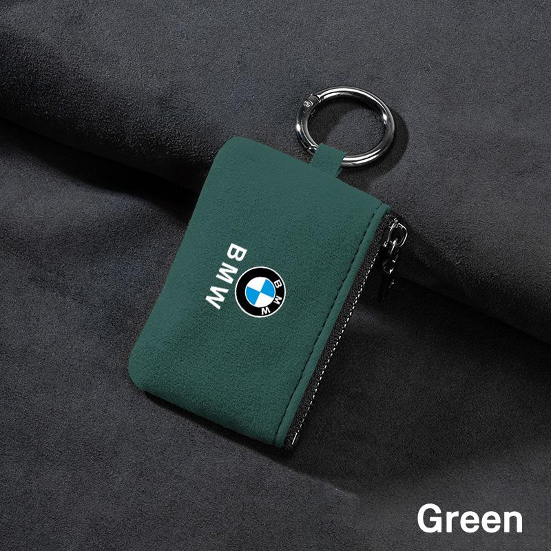 Suede Car Key Bag Portable Wallet Storage Thin-weight For BMW X1 X3 X5 X6 1 2 3 5 7 Series F15 F16 F20 F22 F30 F32 G30 Sticker FVLBG1