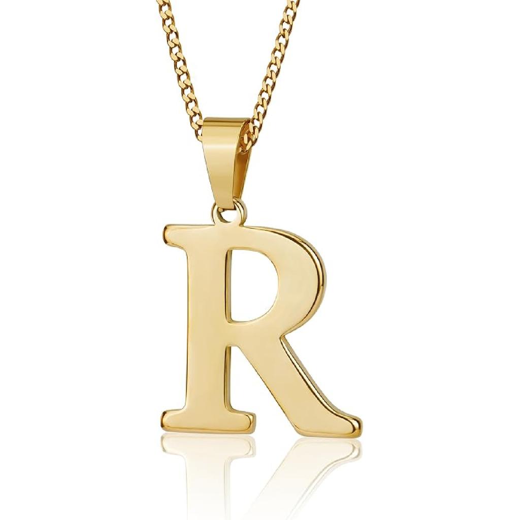 Suweibuke Initial Necklace for Men Women Boys Girls, 18K Gold Plated 26 Letters Pendant Necklace, Personalized Jewelry Gifts