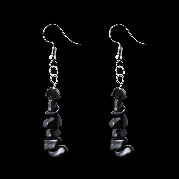 Irregular Natural Crystal Stone Beaded Earrings Multicolor Stone Diy Fringed Earrings E05