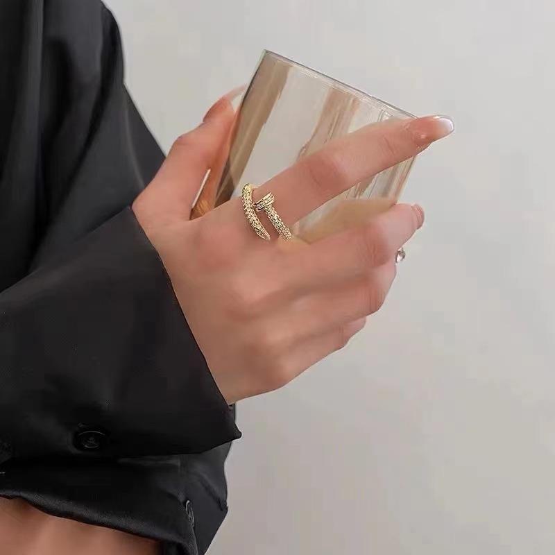 Classical Style Gold Plated Opening Rings For Woman Delicate Jewelry Nightclub Party Girl'S Unusual Zircon Ring