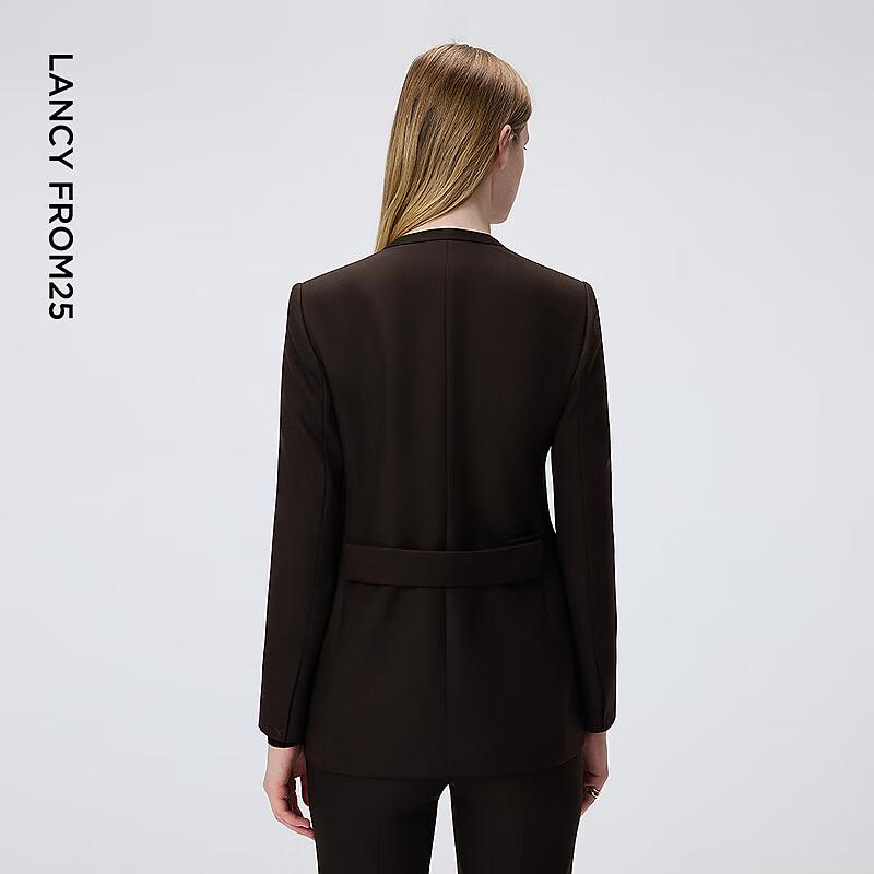 Elegant Women's V-Neck Wool Blend Blazer