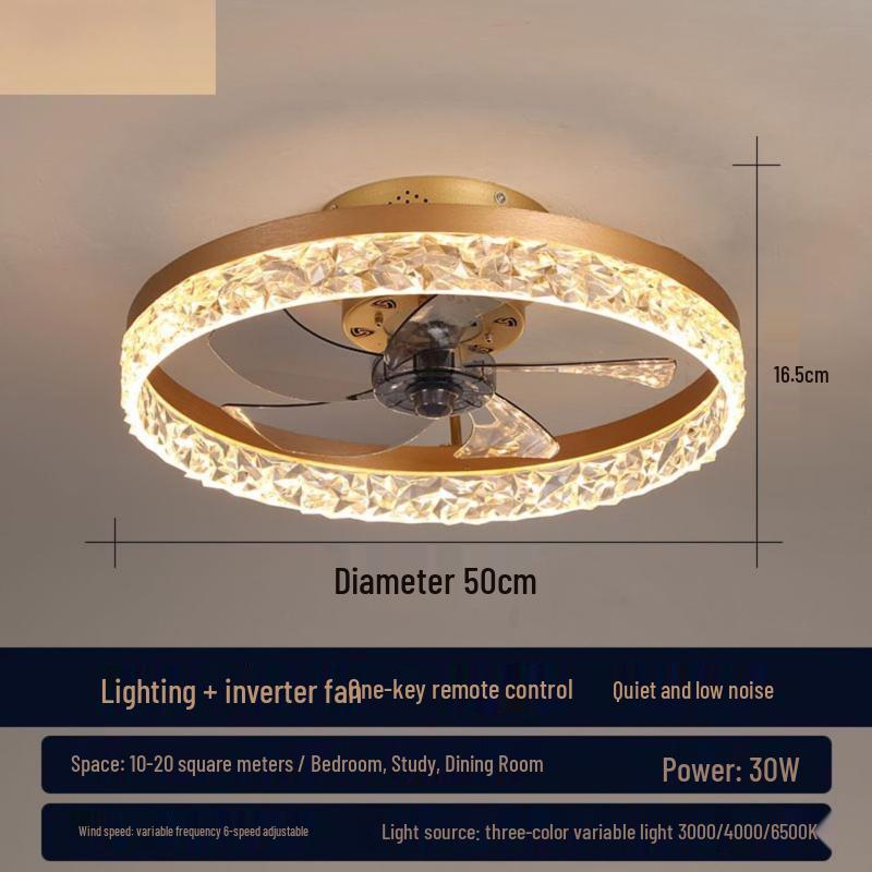 

Light Luxury Crystal Ceiling Fan Light