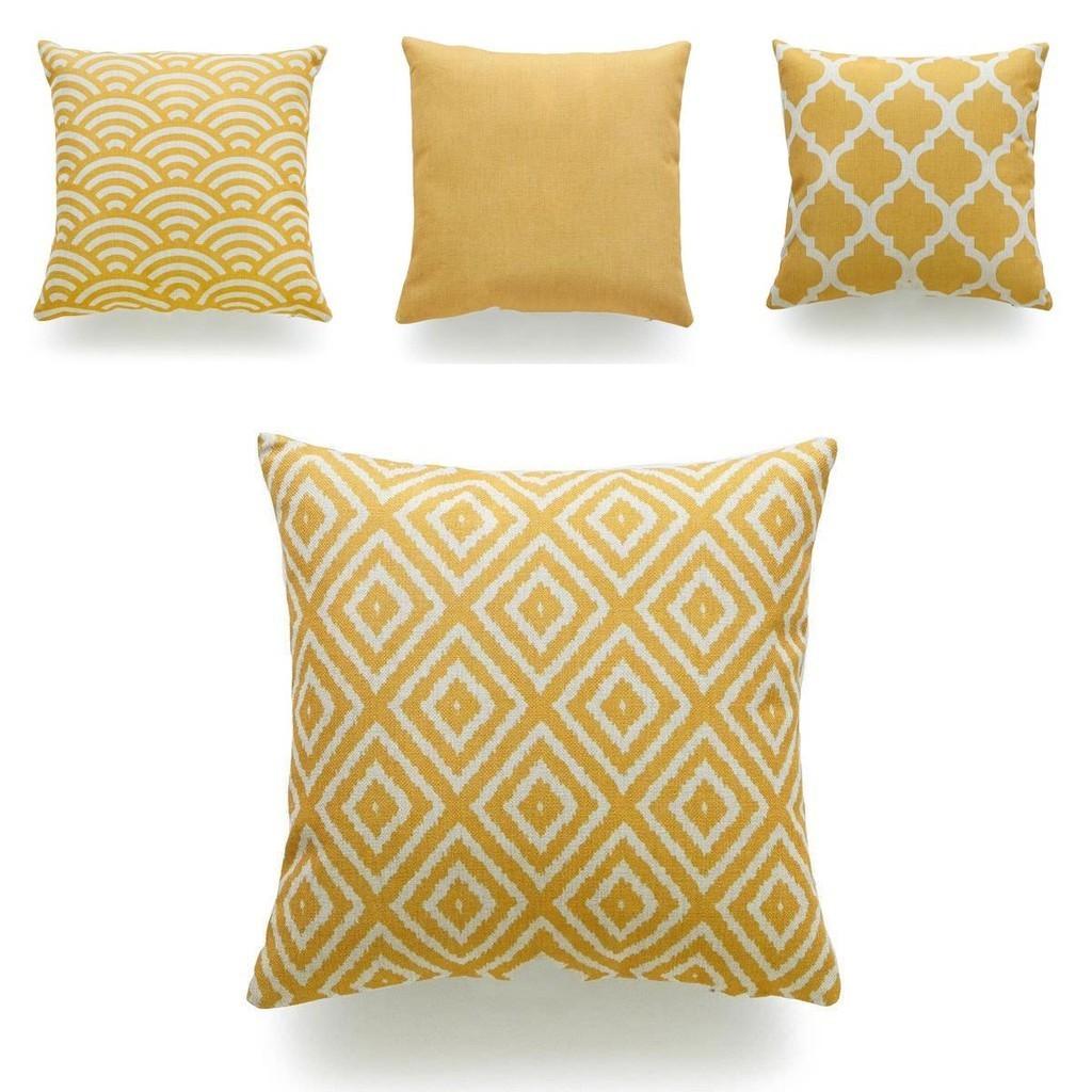 Premium Quality Mustard Yellow Geometric Cushion Cover For Seasonal Charm
