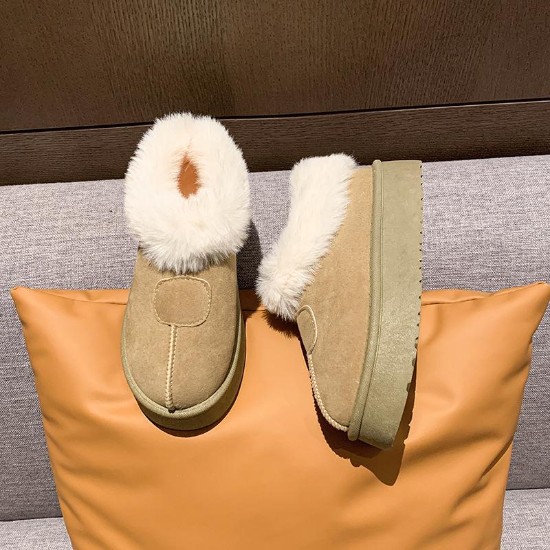 Women's Large Size Soft Sole Cold Resistant Winter Warm Anti-slip Fur One Snow Boots Padded Lined Ankle Boots Anti-slip Sports Cotton Boots