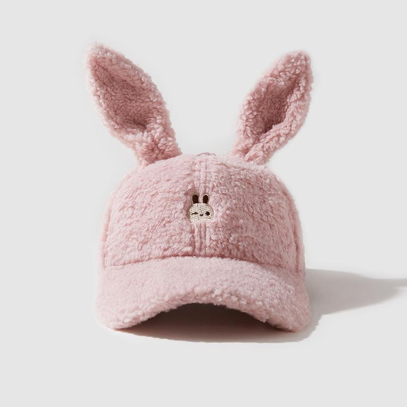 

1pc Rabbit Ears Embroidery Baseball Cap for Women,Warm Casual Adjustable Bonnets Women Suitable for Winter Outdoor Daily Wear Adjustable розовый