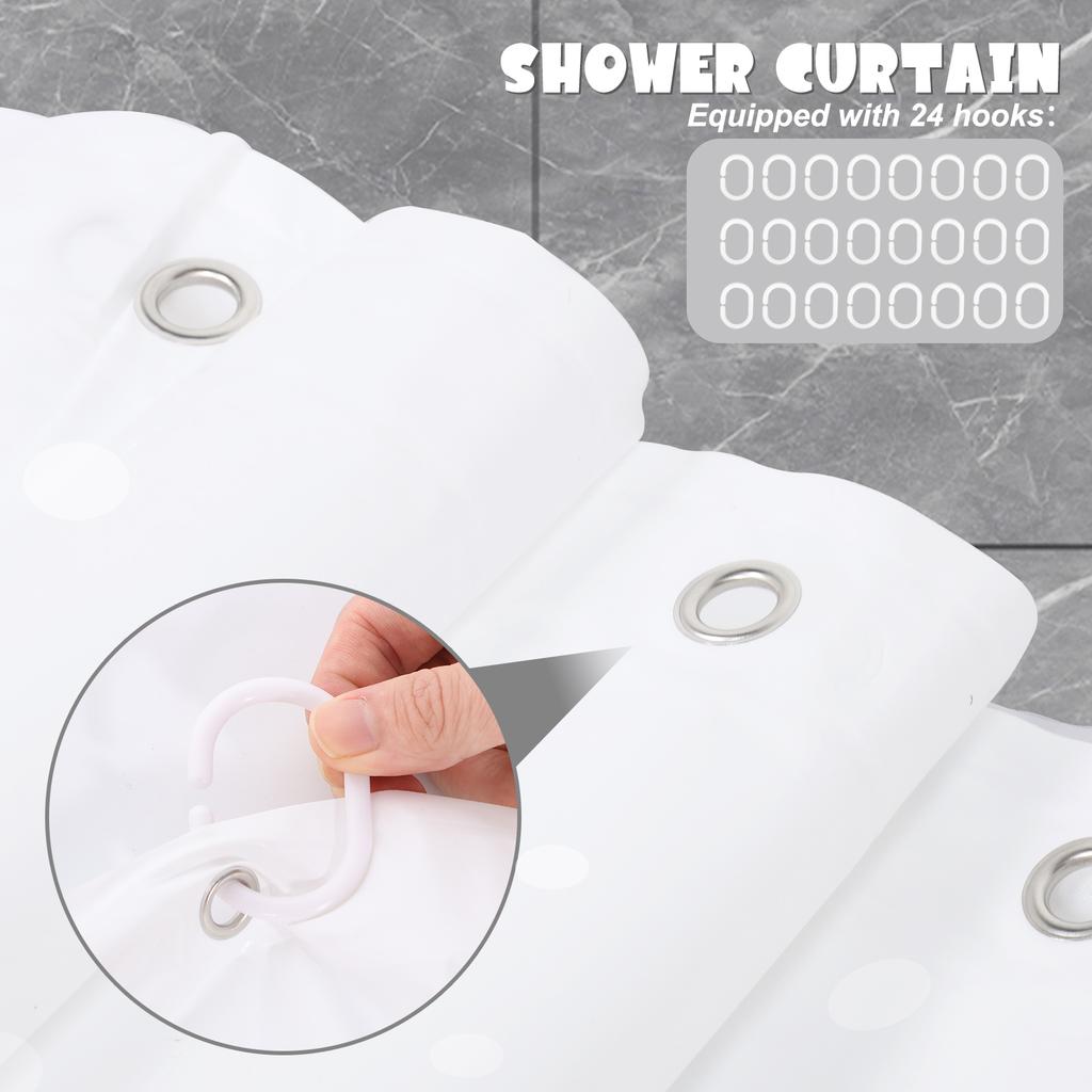 PEVA Shower Curtain Waterproof Plastic Clear Bath Curtains Transparent/Colorful Bathroom Curtains Mildew Home Luxury with Hooks