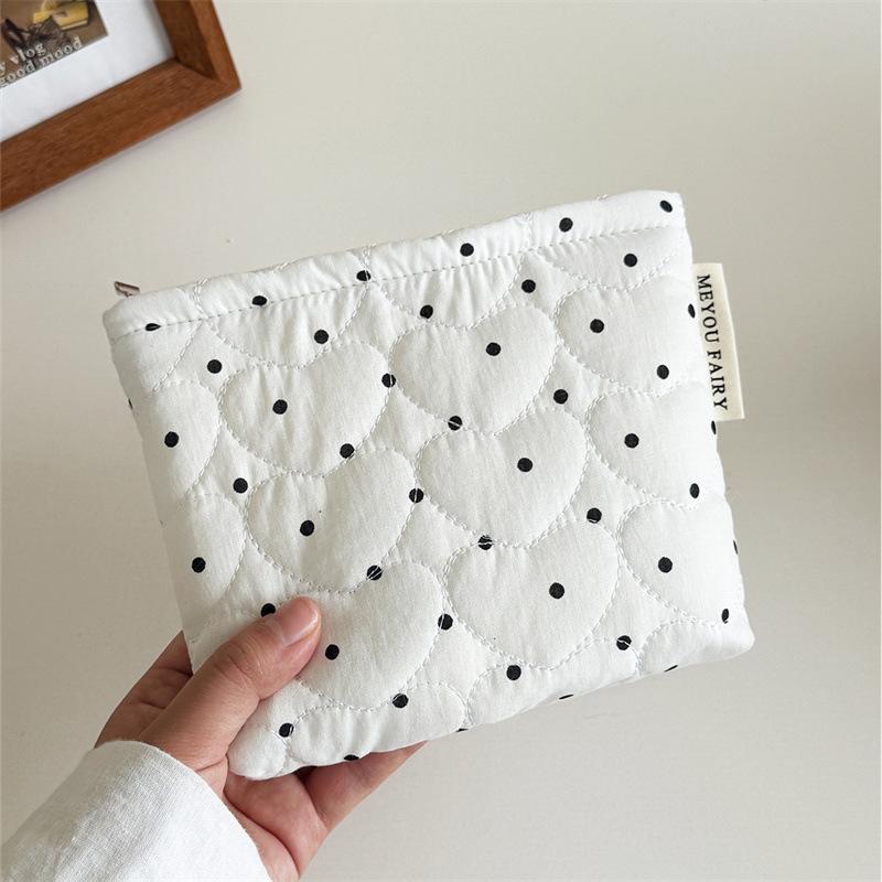 

Quilted Dot Makeup Bag for Women Girl Small Large Lipstick Brush Cosmetic Pouch Case Portable Mini Wallet Coin Purse Bags