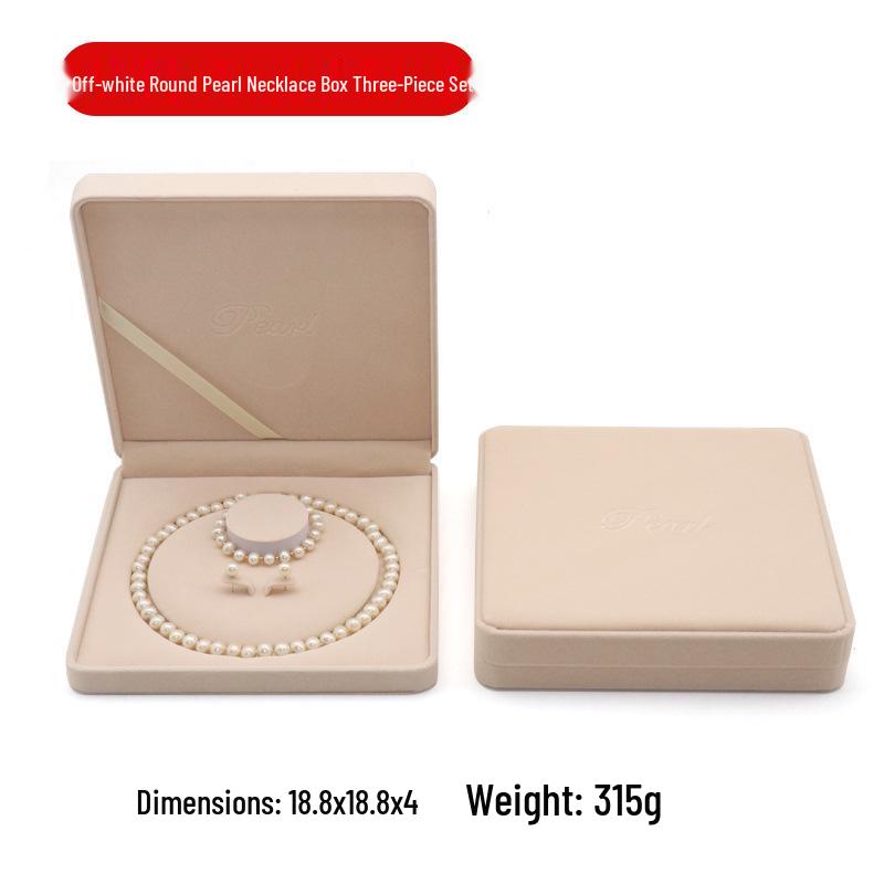 Velvet Jewelry Set Box for Pearl Necklaces, Rings & Pendants - Gold & Silver Storage