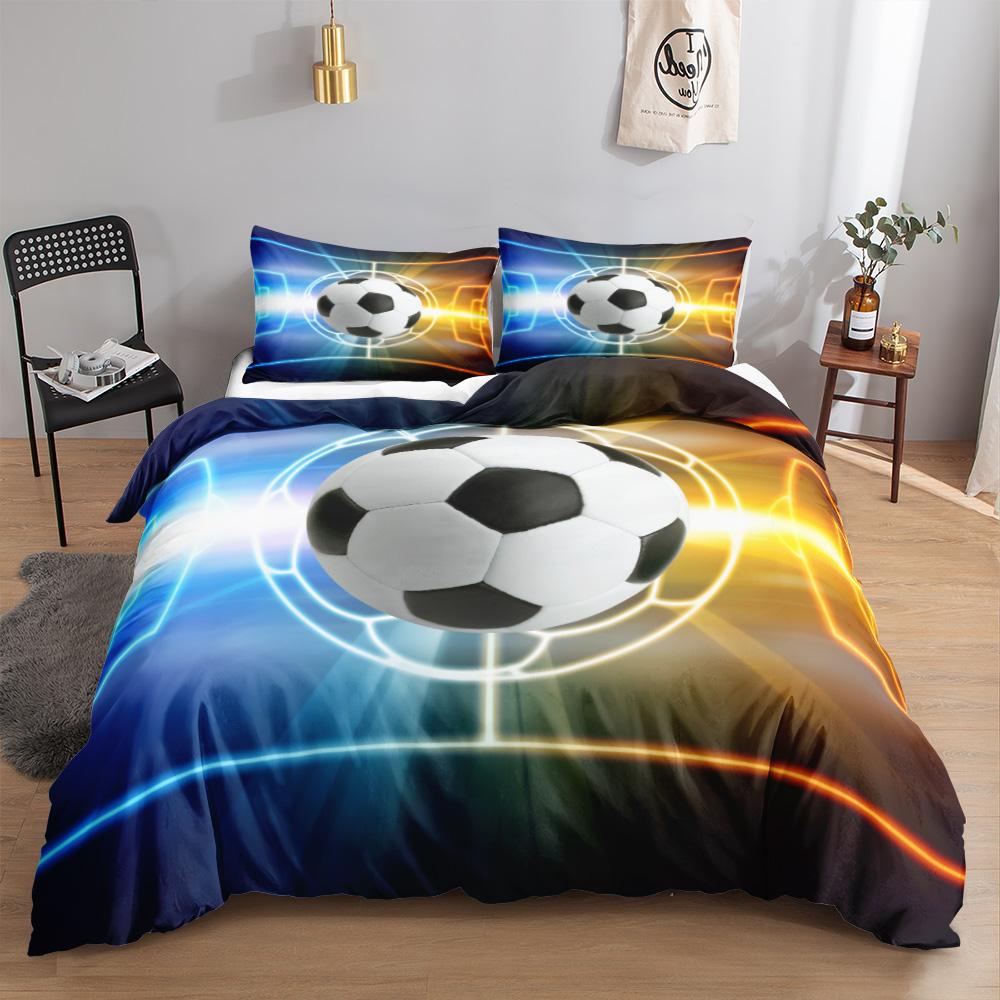 Soccer Duvet Cover Twin Football Kids Bedding Set Soft 3D Quilt Cover Boys Teens Football Lovers King Polyester Comforter Cover