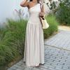 Cross-border European and American Temperament Elegant and Simple High-end Slanted Shoulder Dress Women's Clothing  Spring and Summer  Independent 