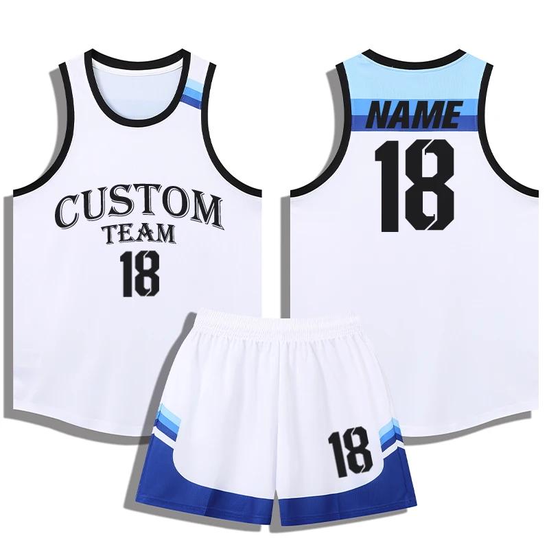 Conjunto de Camiseta y Pantalones Cortos de Baloncesto de Secado Rápido para Niños y Hombres Conjunto de Camisetas y Pantalones Cortos para Niños Ropa Deportiva Masculina Kit de Baloncesto sin Mangas Personalizado A069
