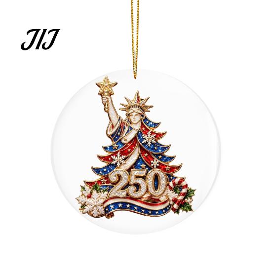 Office Christmas Holiday Decor 250th Anniversary Acrylic Hanging Ornament, Double Side Printed Festive Indoor Outdoor Seasonal Ornament for