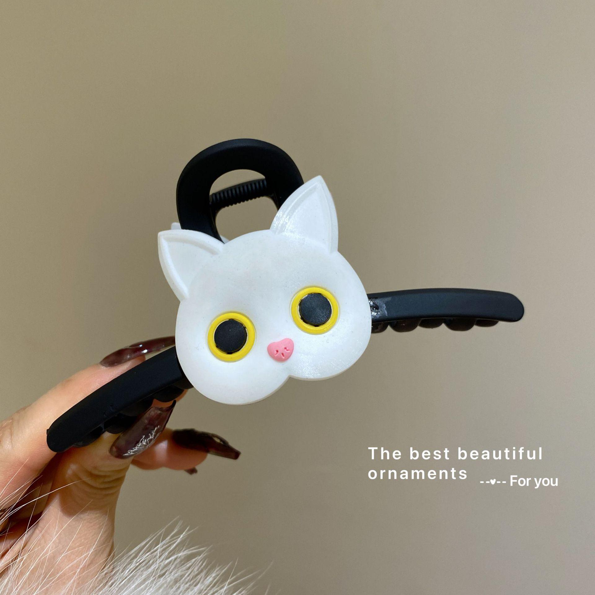 

Милая заколка-краб для волос в виде кошки очень большого размера для причесок пучков – Женский аксессуар для волос в виде акулы белый