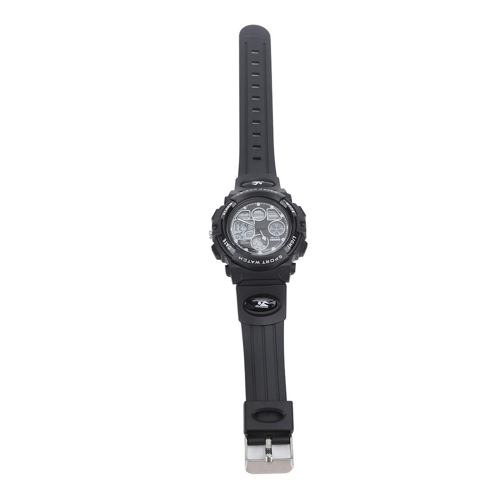 Children Digital Watch Waterproof Dual Movement Multifunctional Soft PU Strap LED Watch