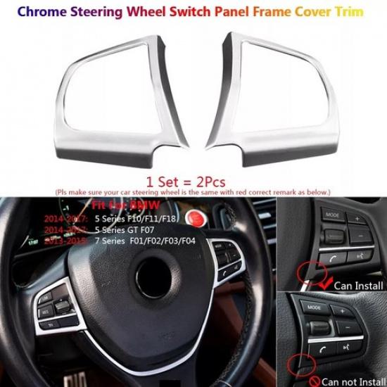 2x For BMW 5 7 Series F10 F07 F01 Car Interior Steering Wheel Button Cover Trims