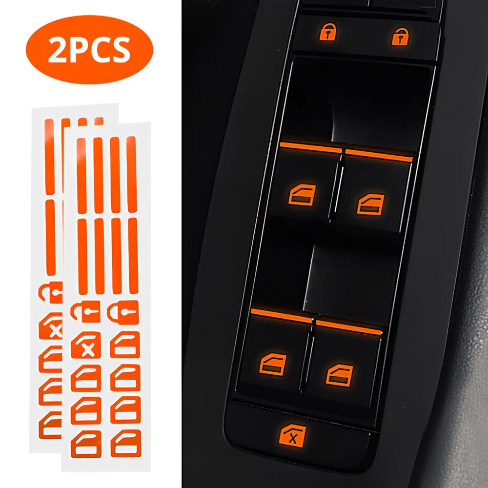 1/2PCS Car Styling Window Switch Luminous Stickers Nighting Glowing Button Auto Stickers Universal Green Orange Blue
