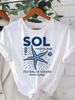 Womens Casual Versatile Graphic TShirt Blue Starfish Marine Life Print Casual Crew Neck Short Sleeve Fashion Apparel