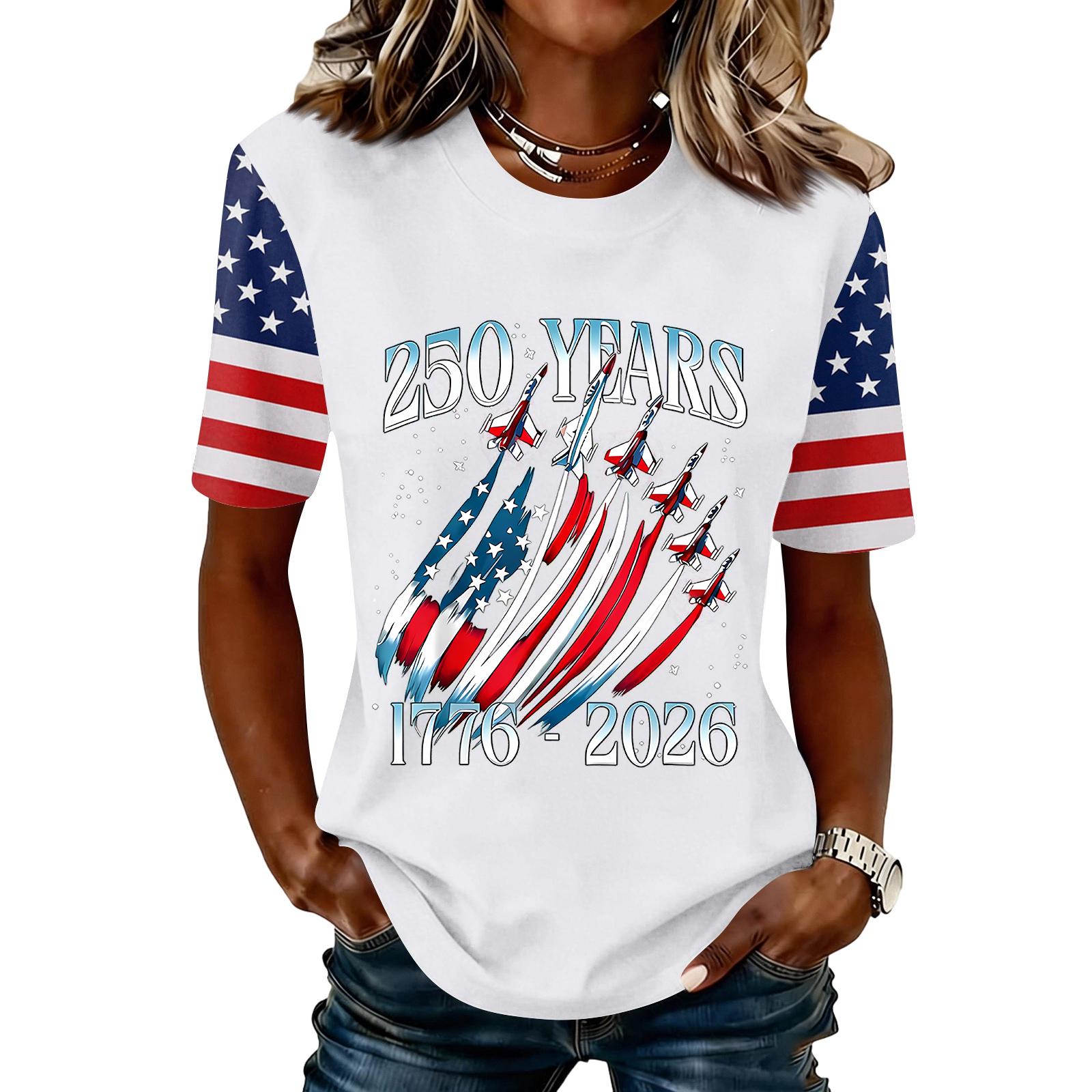 

Women s Fashionable Casual Short Sleeve Print Round Neck Pullover Top XL білий