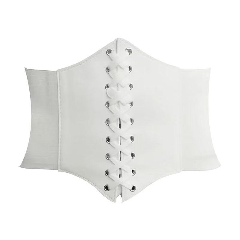 Punk Black Wide Corset Belt for Women, PU Leather, Slimming Body Belts, Elastic High Waist Belt, Female Cummerbunds, New, 1Pc