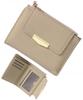 Blanc Pomme Women's Compact Mini Bi-fold Wallet with Gold Charm, Flap Button, Bp-1093, Beige